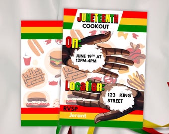 Juneteenth Celebration Invitation Template – Digital Editable Invite for Cookout & Music