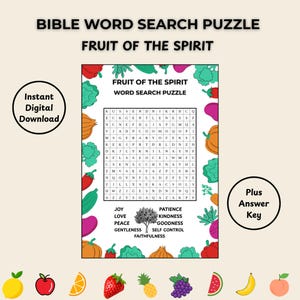 Fruit of the Spirit Word Search Puzzle: Bible Study Game (PDF Download