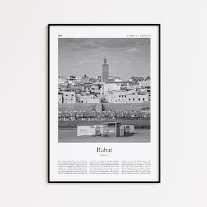 Rabat Black and White Print, Rabat Photo Poster, Rabat Travel Poster Gift, Morocco Wall Art Print, Minimal Home Decor Print