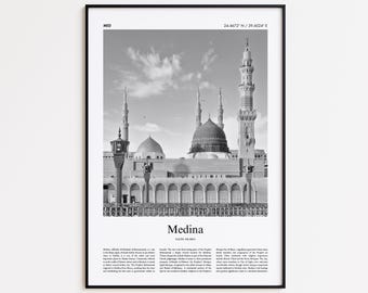 Medina Black and White Print, Medina Photo Poster, Medina Travel Poster Gift, Saudi Arabia Wall Art Print, Minimal Home Decor Print