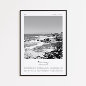 Monterey Black and White Print, Monterey Photo Poster, Monterey Travel Poster Gift, California, United States, USA Wall Art Print