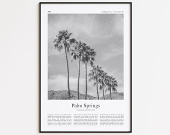 Palm Springs Black and White Print, Palm Springs Photo Poster, Palm Springs Travel Poster Gift, California, United States, USA