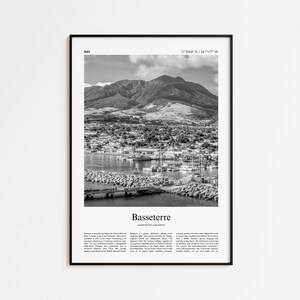 Basseterre Black and White Print, Basseterre Photo Poster, Basseterre Travel Poster Gift, Saint Kitts and Nevis Wall Art Print