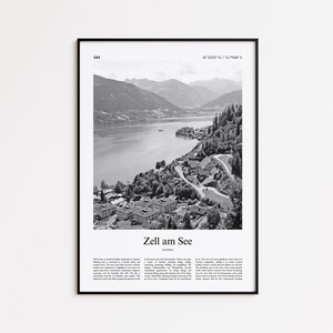 Zell am See Black and White Print, Zell am See Photo Poster, Zell am See Travel Poster Gift, Austria Wall Art Print, Modern Travel Print