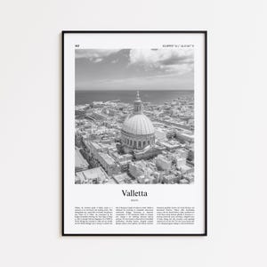 Valletta Black and White Print, Valletta Photo Poster, Valletta Travel Poster Gift, Malta Wall Art Print, Minimal Home Decor Print