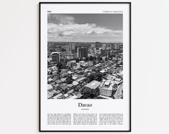 Davao Black and White Print, Davao Photo Poster, Davao Travel Poster Gift, Philippines Wall Art Print, Minimal Home Decor Print