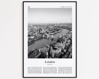Impresión en blanco y negro de Londres, póster fotográfico de Londres, póster de viaje de Londres para regalar, impresión de arte mural del Reino Unido, impresión minimalista para decoración del hogar