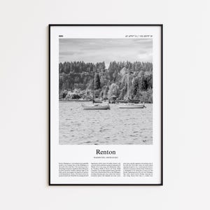 Renton Black and White Print, Renton Photo Poster, Renton Travel Poster Gift, Washington, United States, USA Wall Art Print, Home Decor Gift