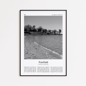 Fairfield Black and White Print, Fairfield Photo Poster, Fairfield Travel Poster Gift, Connecticut, United States, USA Wall Art Print