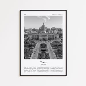 Texas Schwarzweiß-Druck, Texas Foto Poster, Texas Reise Poster Geschenk, USA, USA Wand Kunst Druck, Minimal Home Decor Druck