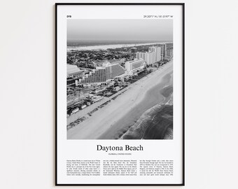 Daytona Beach Schwarzweiß Druck, Daytona Beach Foto Poster, Daytona Beach Reise Poster Geschenk, Florida, Vereinigte Staaten, USA