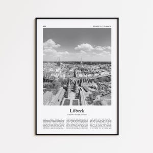 Lübeck Black and White Print, Lübeck Photo Poster, Lubeck Travel Poster Gift, Schleswig-Holstein, Germany Wall Art Print, Home Decor Gift