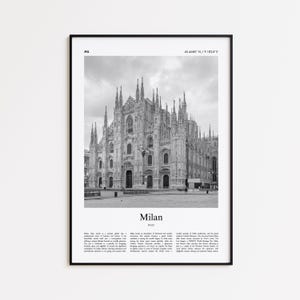 Milan Black and White Print, Milan Photo Poster, Milan Travel Poster Gift, Italy Wall Art Print, Minimal Home Decor Print