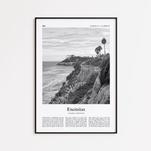 Encinitas Black and White Print, Encinitas Photo Poster, Encinitas Travel Poster Gift, California, United States, USA Wall Art Print