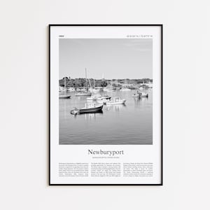 Newburyport Black and White Print, Newburyport Photo Poster, Newburyport Travel Poster Gift, Massachusetts, United States, USA