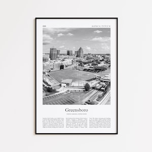 Greensboro Black and White Print, Greensboro Photo Poster, Greensboro Travel Poster Gift, North Carolina, United States, USA Wall Art Print