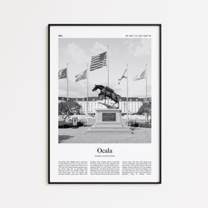 Ocala Black and White Print, Ocala Photo Poster, Ocala Travel Poster Gift, Florida, United States, USA Wall Art Print, Modern Travel Print