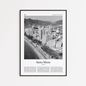Santa Marta Black and White Print, Santa Marta Photo Poster, Santa Marta Travel Poster Gift, Colombia Wall Art Print, Modern Travel Print