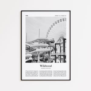 Wildwood Black and White Print, Wildwood Photo Poster, Wildwood Travel Poster Gift, New Jersey, United States, USA Wall Art Print image 1
