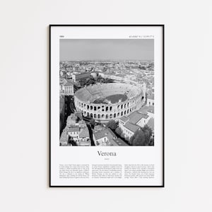 Verona Black and White Print, Verona Photo Poster, Verona Travel Poster Gift, Italy Wall Art Print, Minimal Home Decor Print