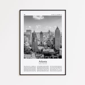 Atlanta Black and White Print, Atlanta Photo Poster, Atlanta Travel Poster Gift, Georgia, United States, USA Wall Art Print, Home Decor Gift