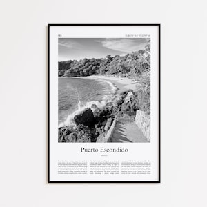 Puerto Escondido Black and White Print, Puerto Escondido Photo Poster, Puerto Escondido Travel Poster Gift, Mexico Wall Art Print
