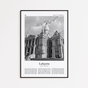 Lafayette Black and White Print, Lafayette Photo Poster, Lafayette Travel Poster Gift, Indiana, United States, USA Wall Art Print