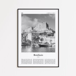 Impression noir et blanc Bonifacio, affiche photo Bonifacio, cadeau affiche de voyage Bonifacio, Corse