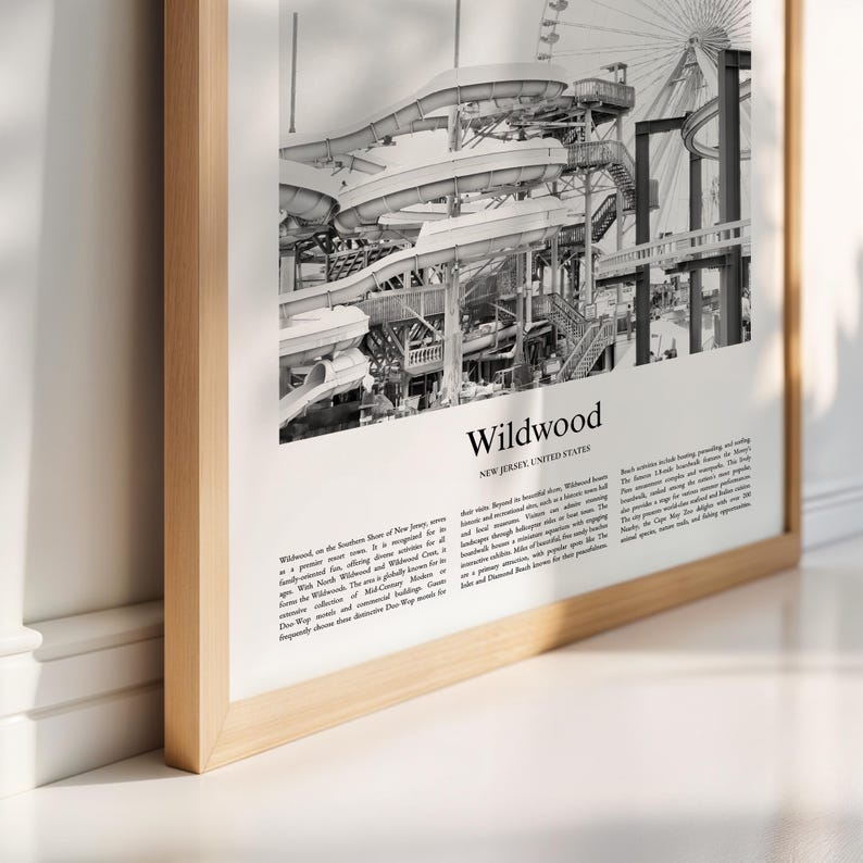 Wildwood Black and White Print, Wildwood Photo Poster, Wildwood Travel Poster Gift, New Jersey, United States, USA Wall Art Print image 3