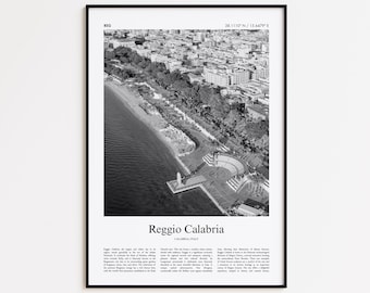 Impressão em preto e branco de Reggio Calabria, pôster fotográfico de Reggio Calabria, pôster de viagem para presente de Reggio Calabria, impressão de arte de parede da Calábria, Itália