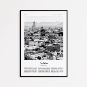 Saltillo Black and White Print, Saltillo Photo Poster, Saltillo Travel Poster Gift, Coahuila, Mexico Wall Art Print, Modern Travel Print
