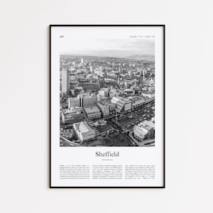 Sheffield Black and White Print, Sheffield Photo Poster, Sheffield Travel Poster Gift, Yorkshire, United Kingdom Wall Art Print