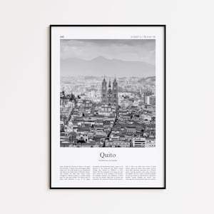 Quito Black and White Print, Quito Photo Poster, Quito Travel Poster Gift, Pichincha, Ecuador Wall Art Print, Minimal Home Decor Print