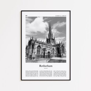 Rotherham Black and White Print, Rotherham Photo Poster, Rotherham Travel Poster Gift, England UK Wall Art Print, Minimal Home Decor Print