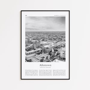 Allentown Black and White Print, Allentown Photo Poster, Allentown Travel Poster Gift, Pennsylvania, United States, USA Wall Art Print