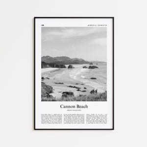 Cannon Beach Black and White Print, Cannon Beach Photo Poster, Cannon Beach Travel Poster Gift, Oregon, United States, USA Wall Art Print