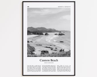 Cannon Beach Black and White Print, Cannon Beach Photo Poster, Cannon Beach Travel Poster Gift, Oregon, United States, USA Wall Art Print