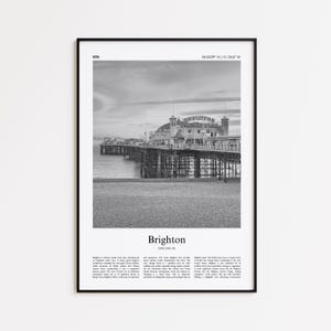 Brighton Schwarzweiß Druck, Brighton Foto Poster, Brighton Reise Poster Geschenk, Vereinigtes Königreich Wand Kunst Druck, Minimal Home Decor Druck