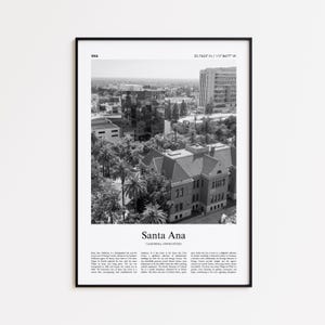 Santa Ana Black and White Print, Santa Ana Photo Poster, Santa Ana Travel Poster Gift, California, United States, USA Wall Art Print
