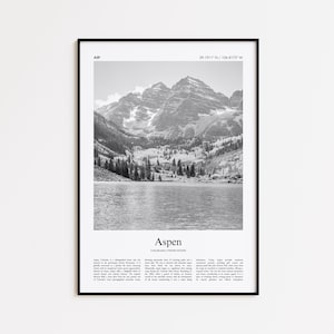 Aspen Black and White Print, Aspen Photo Poster, Aspen Travel Poster Gift, Colorado, United States, USA Wall Art Print, Modern Travel Print