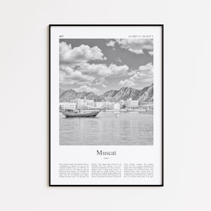 Muscat Black and White Print, Muscat Photo Poster, Muscat Travel Poster Gift, Oman Wall Art Print, Minimal Home Decor Print