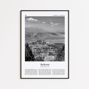Jackson Black and White Print, Jackson Photo Poster, Jackson Travel Poster Gift, Wyoming, United States, USA Wall Art Print, Home Decor Gift