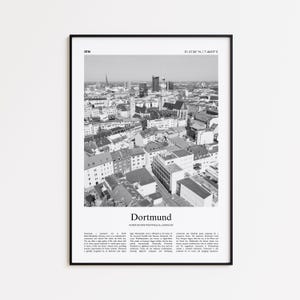 Dortmund Black and White Print, Dortmund Photo Poster, Dortmund Travel Poster Gift, North Rhine-Westphalia, Germany Wall Art Print