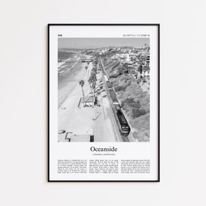 Oceanside Black and White Print, Oceanside Photo Poster, Oceanside Travel Poster Gift, California, United States, USA Wall Art Print