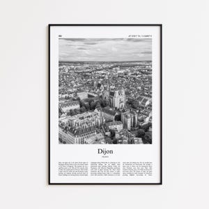 Dijon Black and White Print, Dijon Photo Poster, Dijon Travel Poster Gift, France Wall Art Print, Minimal Home Decor Print