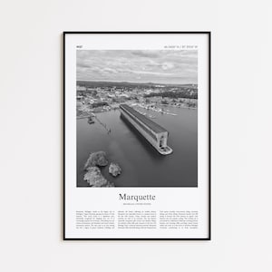 Marquette Black and White Print, Marquette Photo Poster, Marquette Travel Poster Gift, Michigan, United States, USA Wall Art Print