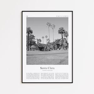 Santa Clara Black and White Print, Santa Clara Photo Poster, Santa Clara Travel Poster Gift, California, United States, USA Wall Art Print