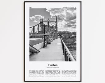 Easton Schwarzweiß Druck, Easton Foto Poster, Easton Reise Poster Geschenk, Pennsylvania, USA, USA Wand Kunst Druck
