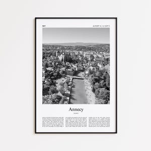 Annecy Black and White Print, Annecy Photo Poster, Annecy Travel Poster Gift, France