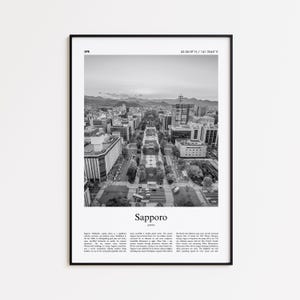 Sapporo Black and White Print, Sapporo Photo Poster, Sapporo Travel Poster Gift, Japan Wall Art Print, Minimal Home Decor Print